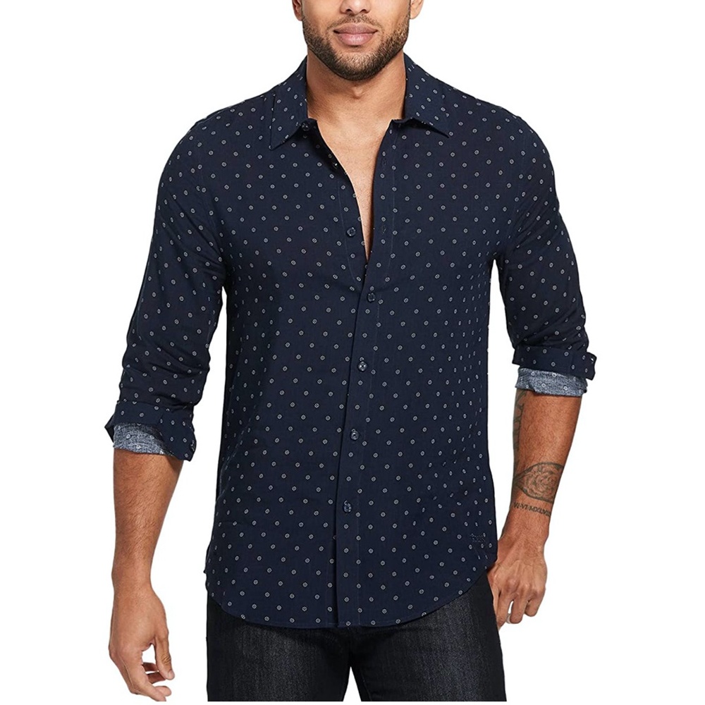 Guess Long Sleeve Shirt blue snow New With Tags